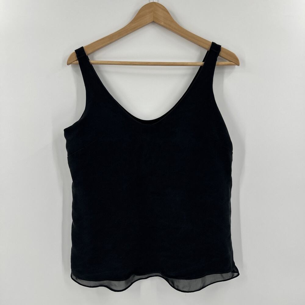 J. Crew Cami Top Womens Size 4 Black Silk Scoop Neck Tank Minimalist